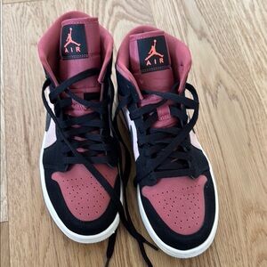 Air Jordan High-Top Sneakers in Black and Pink